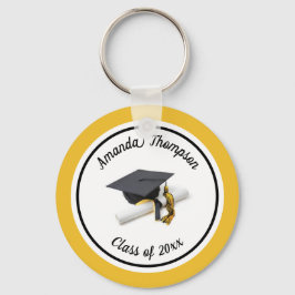 Chaveiro Boné de formatura preto e amarelo e Tassel