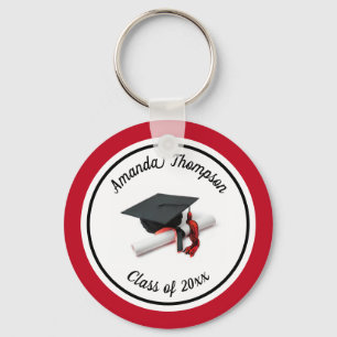 Chaveiro Boné de formatura preto e vermelho e Tassel