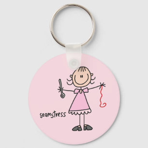 Chaveiro Boneca de Costureira em Stick Figure