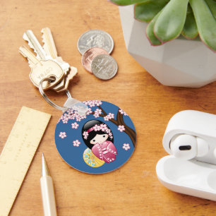 Chaveiro Boneca de Kokeshi do primavera - gueixa japonesa