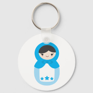 Chaveiro Boneca de Matryoshka - azul doce