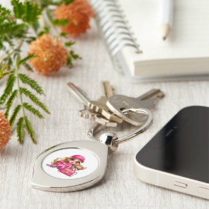 Chaveiro Boneca Fashion Rosa e Cobertor de Fleece de Cachor