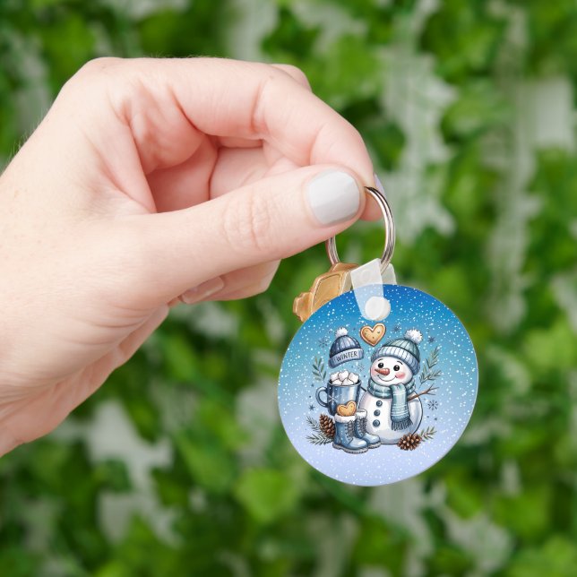 Chaveiro Boneco de Neve Aconchegante de Inverno (Mão)