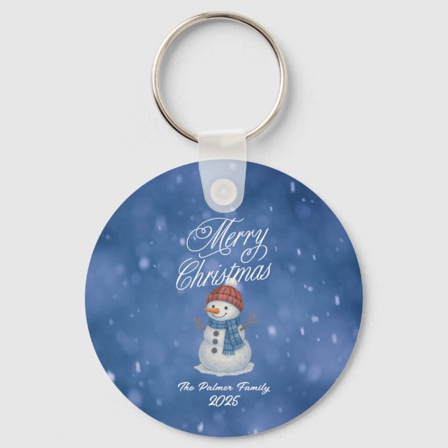 Chaveiro Boneco de Neve Caprichoso Feliz Natal (Frente)