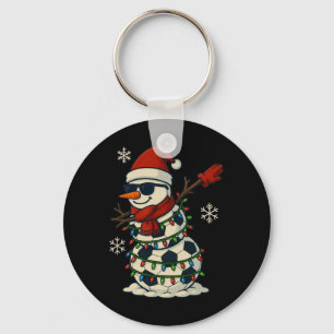 Chaveiro Boneco de Neve de Futebol Dabbing Natal Divertido