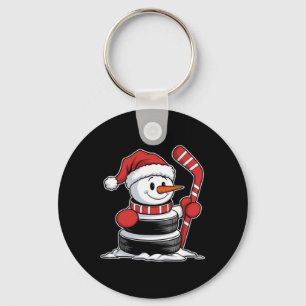 Chaveiro Boneco de Neve de Hóquei no Gelo Engraçado Chapéu
