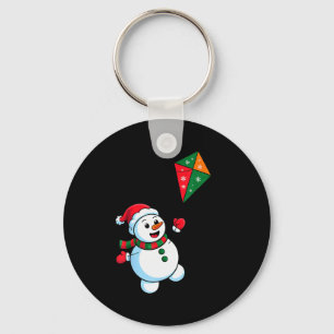 Chaveiro Boneco de Neve de Natal Voando Pipa Chapéu de Papa