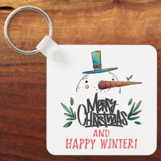 Chaveiro Boneco de Neve Desenhado à Mão Artístico Feliz Nat