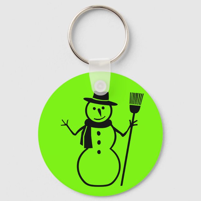 Chaveiro boneco de neve em verde fluorescente (Frente)