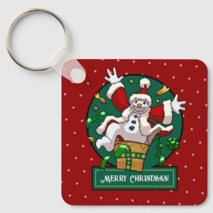 Chaveiro Boneco de Neve Engraçado Surpresa de Natal Animado