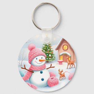 Chaveiro Boneco de Neve Festivo com Veados em um País das M