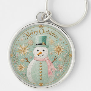 Chaveiro Boneco de Neve Mosaico de Menta Alegria de Natal