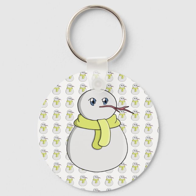 Chaveiro Boneco de neve vestindo um cachecol amarelo (Frente)