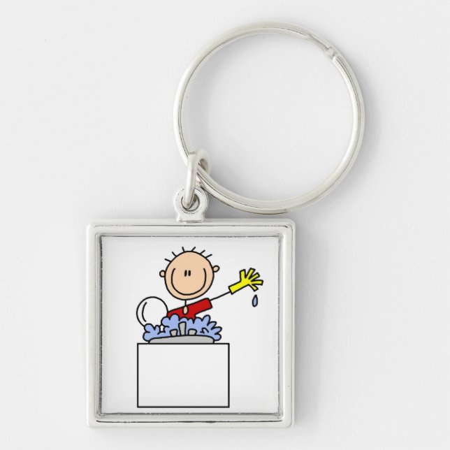 Chaveiro Boneco de Palito Lavando Louça (Frente)