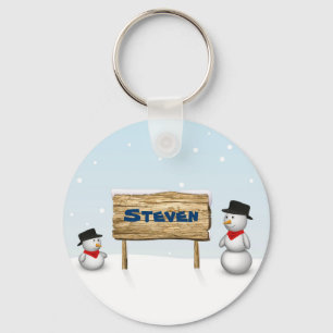 Chaveiro Bonecos de neve bonitos com a placa conhecida