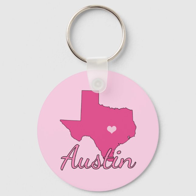 Chaveiro Bonita Austin Texas Girl rosa (Frente)