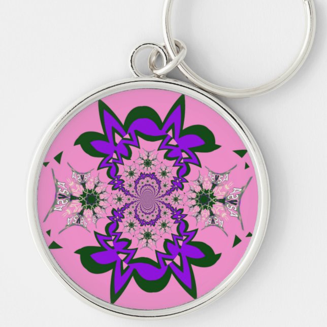 Chaveiro Bonita Bebê Rosa Floral Roxo-Forte Arte-Motif (Frente)