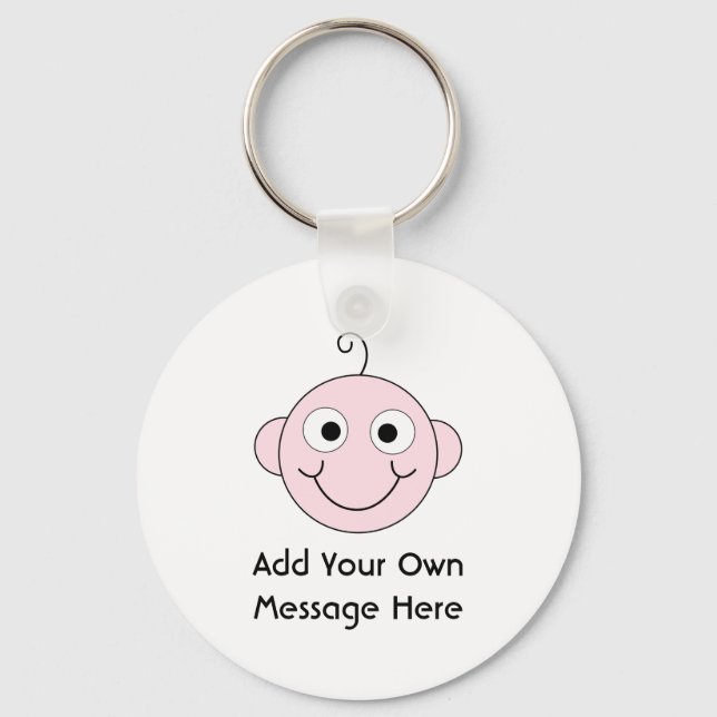 Chaveiro Bonita Bebê Sorridente. Texto Personalizado. (Frente)