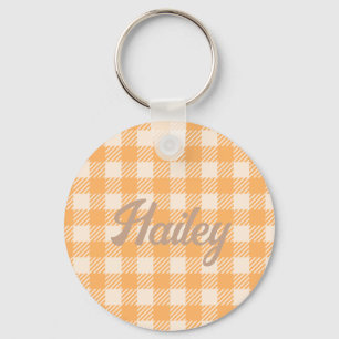 Chaveiro Bonita e engraçadinha gingham laranja com xadrez