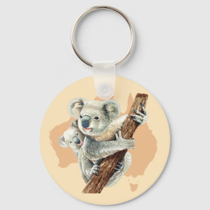 Chaveiro Bonita Koala Mãe e Bebê