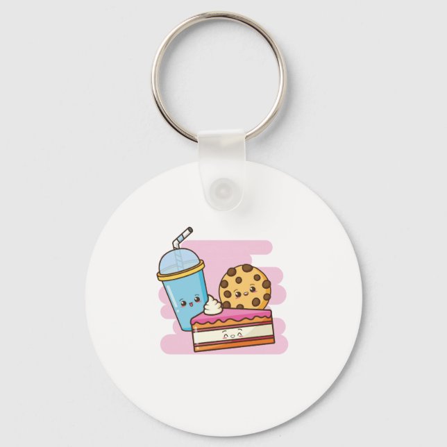Chaveiro Bonita trio de deserto - Bolo, Biscoito e Bebida (Frente)