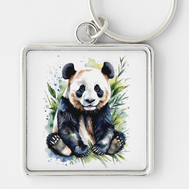 Chaveiro Bonita Watercolor Panda Bear (Frente)