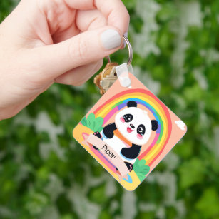 Chaveiro Bonito Bebê Panda Rainbow