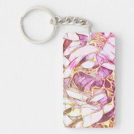 Chaveiro Bonito Cores Rosa E Flor Dourada Falso