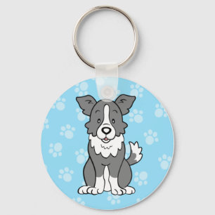 Chaveiro bonito de border collie dos desenhos