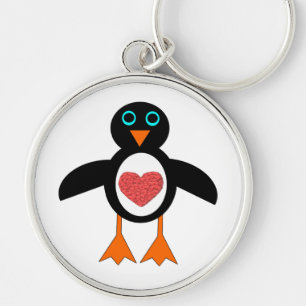 Chaveiro bonito do pinguim do coração do amor