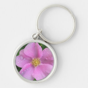Chaveiro Bonito Flor Rosa Foto Renovável Raingota Petal