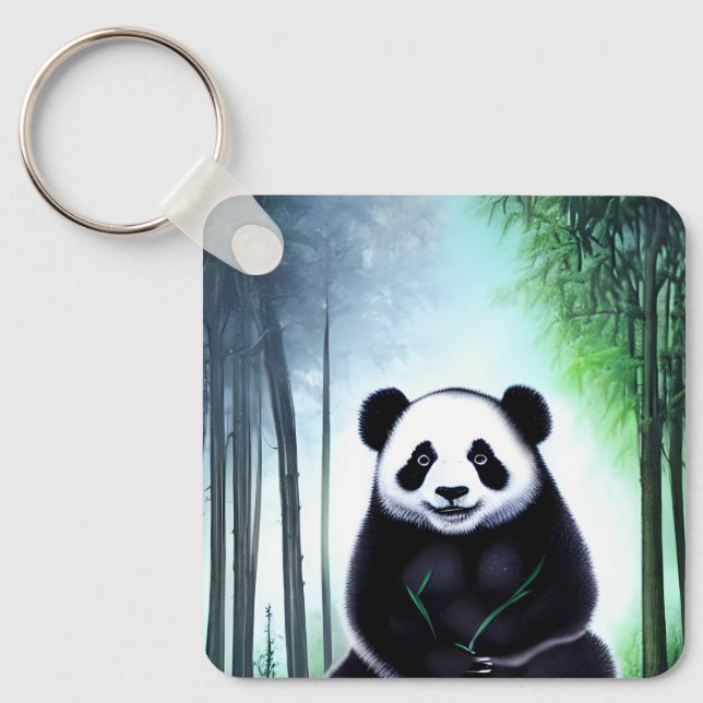 Chaveiro Bonito, Fofinho Pequeno Urso de Panda (Frente)