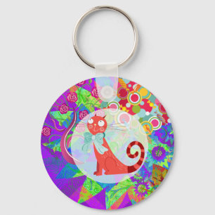 Chaveiro Bonito Gatinho Louca Dama de Gatos Oferece Colora