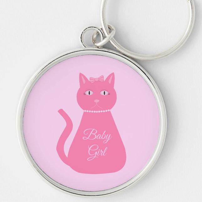 Chaveiro Bonito Gato De Bebê Rosa (Frente)