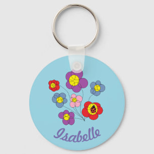 Chaveiro Bonito Ladybug e Flores de Arte Personalizadas