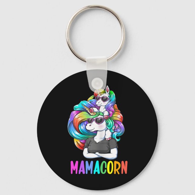 Chaveiro Bonito Mamacorn Divertido Dia de as mães Arco-Íris (Frente)