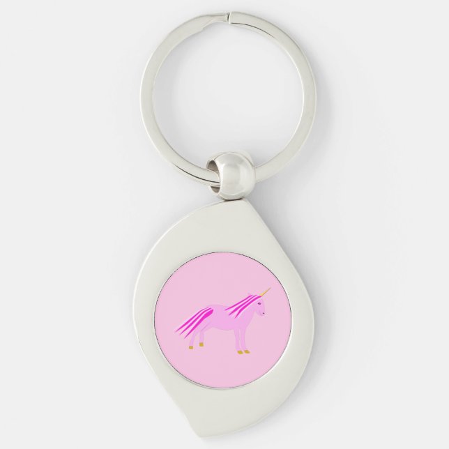 Chaveiro Bonito menina rosa Unicórnio (Frente)