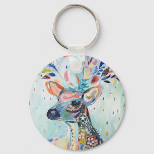 Chaveiro Bonito Moderno Deer Art Flower Antlers