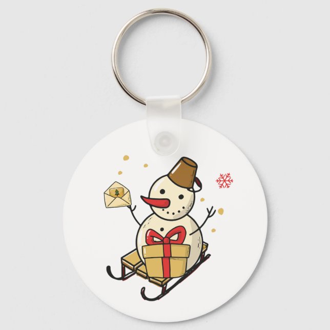 Chaveiro Bonito Neve Em Um Sled (Frente)