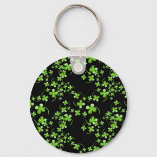 Chaveiro Bonito padrão Shamrock, verde no acessório preto