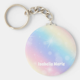 Chaveiro Bonito Pastel Rainbow Sparkle Girly Personalizado