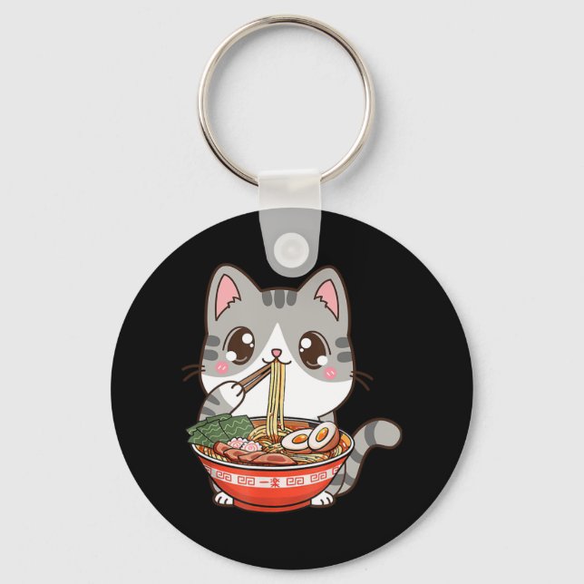 Chaveiro Bonito Ramen Cat Kawaii Anime Comida Japonês Menin (Frente)