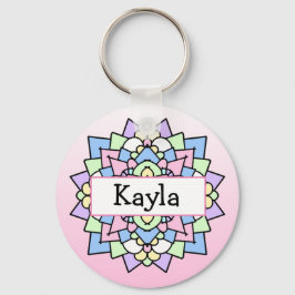 Chaveiro Bonito Rosa e Roxo Mandala