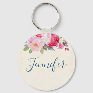 Chaveiro Bonito rosa rosa rosa e borda de pedras