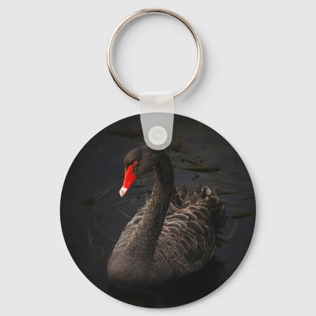 Chaveiro Bonito Swan Negro com Bright Beak Vermelho (Frente)