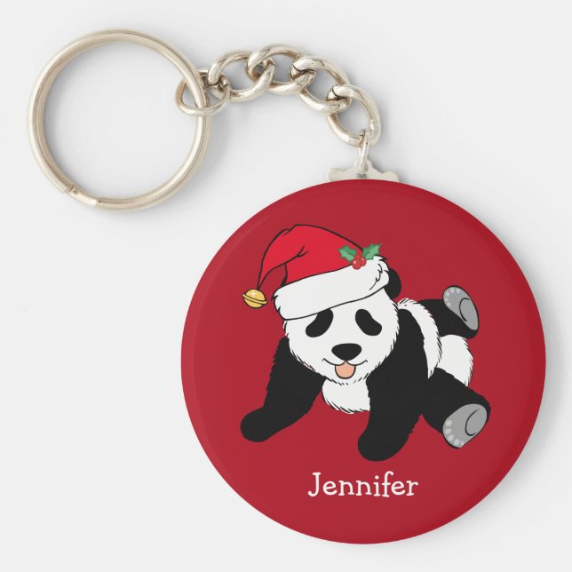 Chaveiro Bonito Urso de Panda Personalizado Crianças Vermel (Frente)