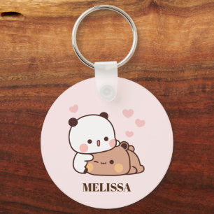 Chaveiro Bonito Urso Panda Adora Monograma Rosa