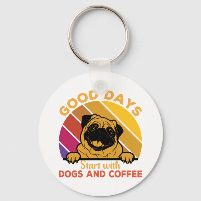 Chaveiro bons dias começam com doge e café (Frente)