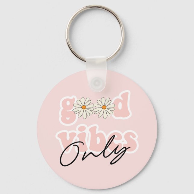 Chaveiro Bons Vibes Apenas Slogan Hippie dos anos 70 (Frente)