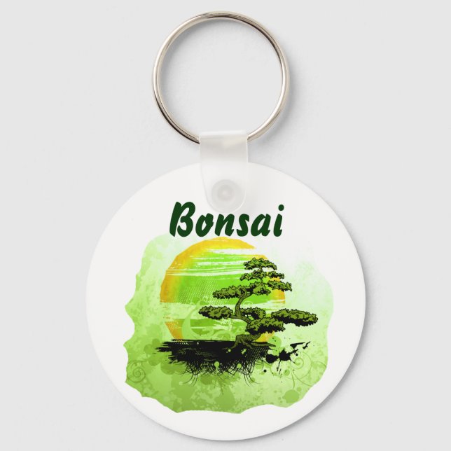 Chaveiro Bonsai Vintage Graphic , Versão Verde com texto (Frente)